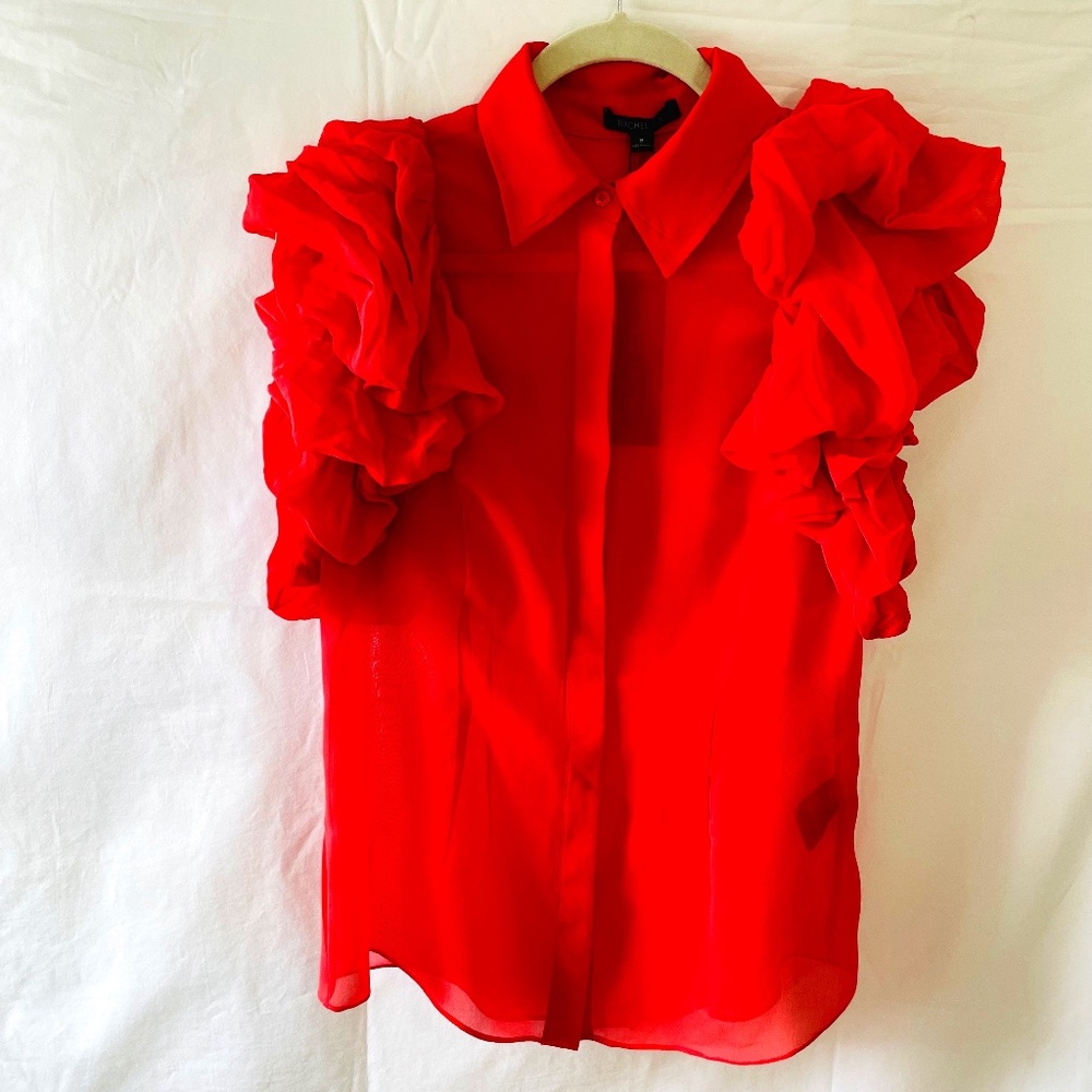 Rachel Zoe Red Ruffled Blouse